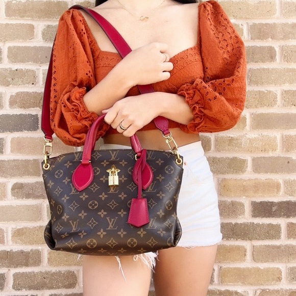 Louis Vuitton Handbags - Louis Vuitton Flower PM Small Zip Satchel Brown Monogram Red